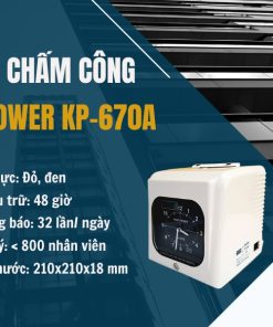 Máy Chấm Công Kings Power KP670A in kim 6 cột, hoạt động bền bỉ 24h, pin lưu điện, in đỏ/đen phân biệt giờ giấc rõ ràng. Phù hợp nhà máy đông công nhân!