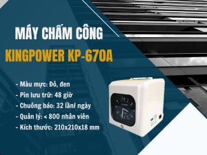 Máy Chấm Công Kings Power KP670A in kim 6 cột, hoạt động bền bỉ 24h, pin lưu điện, in đỏ/đen phân biệt giờ giấc rõ ràng. Phù hợp nhà máy đông công nhân!